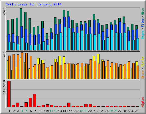 Daily usage for January 2014