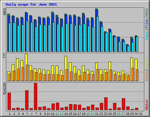 Daily usage for June 2021