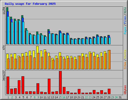 Daily usage for February 2025