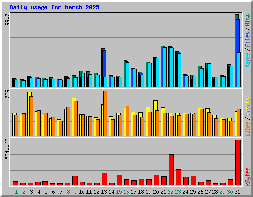 Daily usage for March 2025